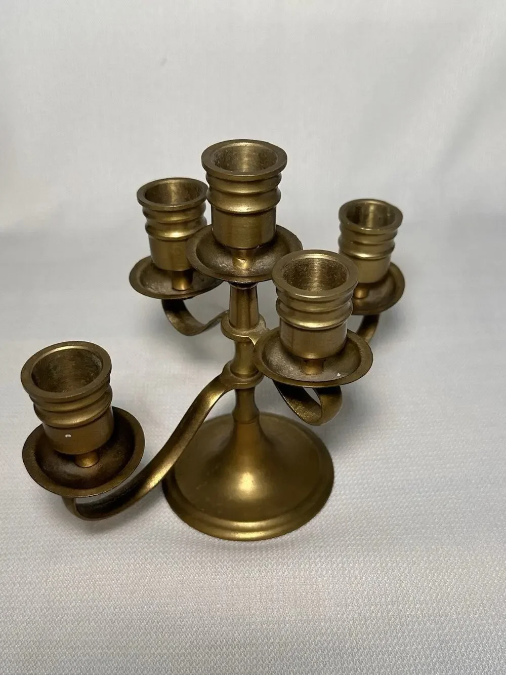 Solid Brass Candle Holder 5 Arm Vintage